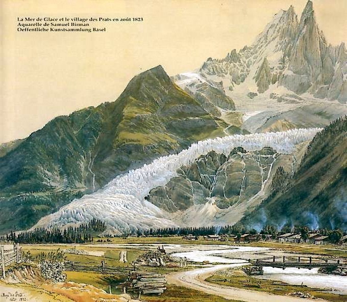 Aquarelle de Samuel Birman. La Mer de glace et le village des Pratz en août 1823 mer_de_glace_archive_4